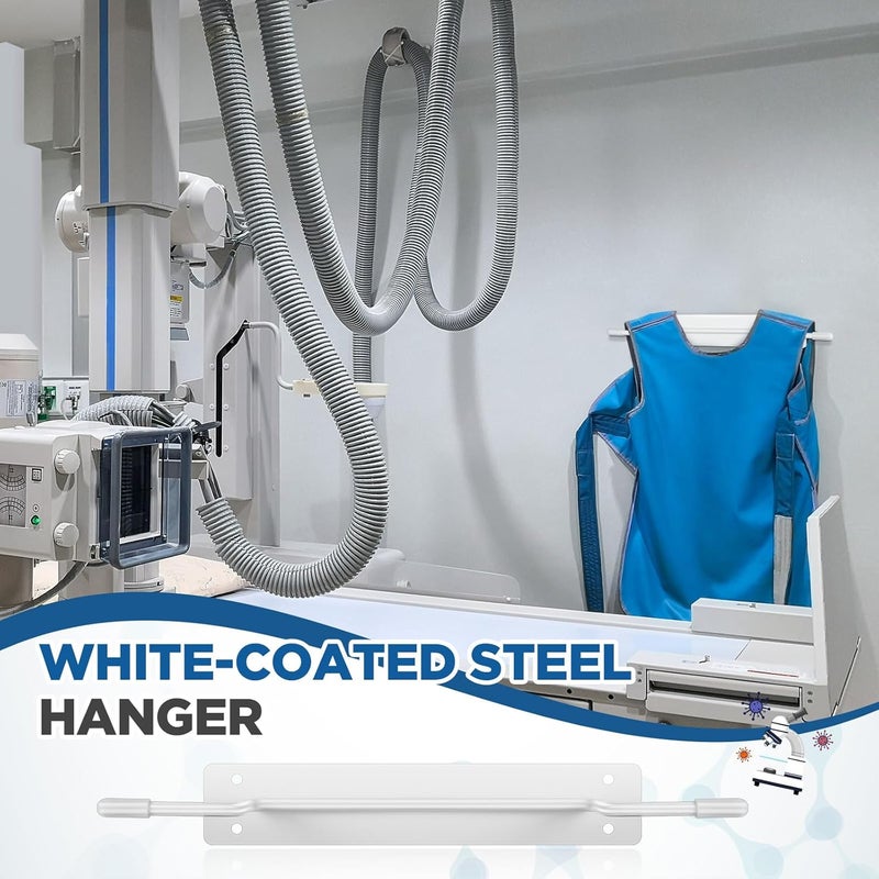 Zonon 2 Pcs X-Ray Apron Hanger 15 x 2 Inch White Coated Apron Rack for X-Ray Radiation, Stainless Steel, Wall Mount - Image 3